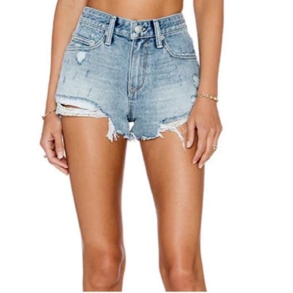 Lovers + Friends Denim Jack High Rise Cutoff Distressed Jean Shorts in Genesee - Picture 7 of 7